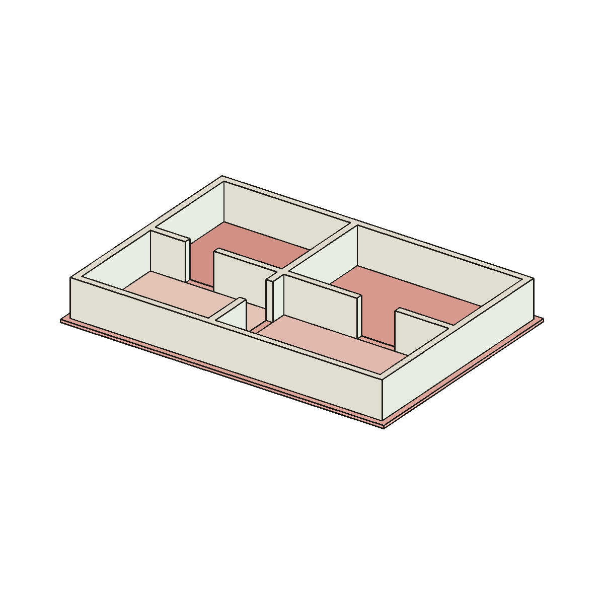 A four-room floor plan